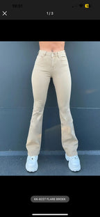 BEIGE FLARED JEANS